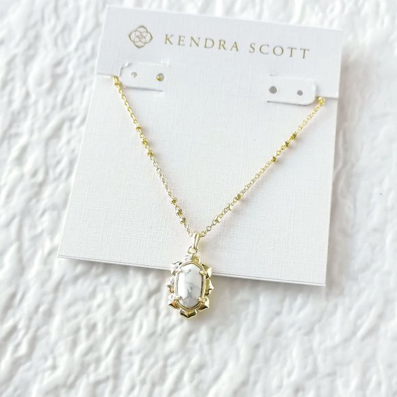 Kendra Scott Jewelry Kendra Scott Piper White Howlite Gold Pendant Necklace New Poshmark